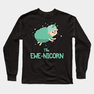 Cute Sheep Ewe Pun | Funny Unicorn Long Sleeve T-Shirt